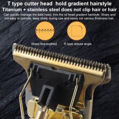 T Bald Head Hair Clipper Mower Rechargeable Trimmer T-Outliner Barber Shaving Machine Vintage Cordless Haircut Men Cutter Shaver