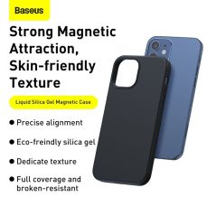 Baseus Magnetic Phone Case For iPhone 12 Pro Max Mini Shockproof Liquid Silicone Back Cover For iPhone 12Pro 12Mini Coque Shell