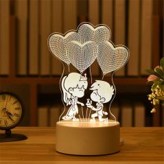 Romantic Love 3D Lamp Heart-shaped Balloon Acrylic LED Night Light Decorative Table Lamp Valentine's Day Sweetheart Wife's Gift
