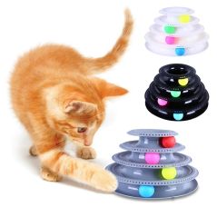 Funny Pet Interactive Toy Cat Colorful 3/4-Layer Plastic Tower Tracks Toy With Balls For IQ Traning