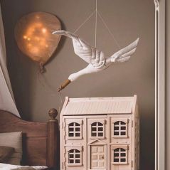 Cotton Line Wall Hanging Swan Plush Stuffed Doll Nursery Room Pendant Home Bedroom Kids Room Decoration Hanging Ornament