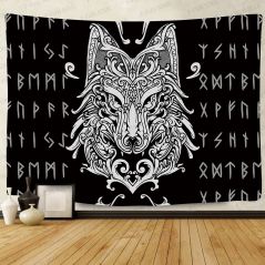 Simsant Viking Raven Tapestry Mysterious Viking Meditation Psychedelic Runes Art Wall Hanging Tapestries for Living Room Decor