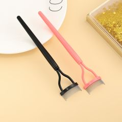 New Black Pink Eyelash Curler Metal Eyelash Brush Comb Portable Lash Separator Foldable Mascara Curl Beauty Makeup Cosmetic Tool