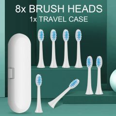 Rechargeable Sonic Electric Toothbrush 5 Modes, Smart Timer, 8 Brush Heads, Travel Case