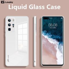 Luxury Liquid Tempered Glass Case For HuaWei P40Pro Plus P30Pro Mate 40 Pro Mate 30Pro Cover Hybrid Soft Frame Case Cover