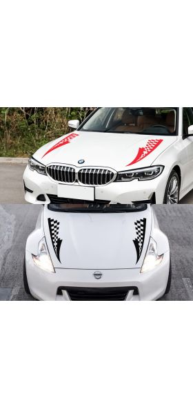 2Pcs 17x77cm Car Hood Over Stickers Vinyl Film Auto Racing Sports Styling Decals All Models Automobiles Car Tuning Accessories