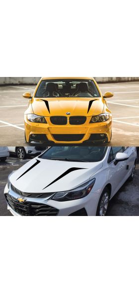 2pcs 100cmx26cm Hood Cover Car Stickers Auto Vinyl Film Long Stripe Decals DIY Car Sport Styling Stickers Car Tuning Accessories