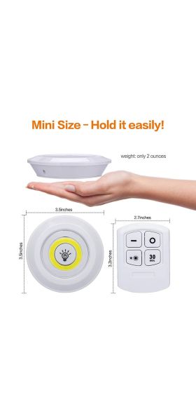 3W Super Bright Cob Under Cabinet Light LED Wireless Remote Control Dimmable Wardrobe Night Lamp Home Bedroom Closet Kitchen