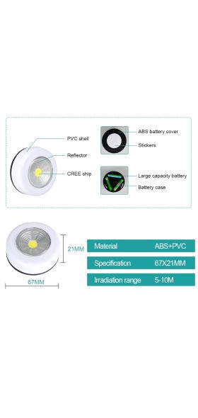 COB LED Under Cabinet Light With Adhesive Sticker Wireless Wall Lamp Wardrobe Cupboard Drawer Closet Bedroom Kitchen Night Light