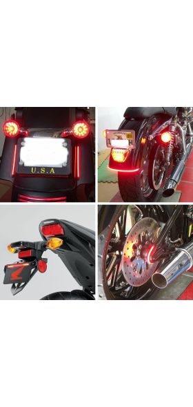 Flexible 48 LED Motorcycle Light Bar Strip Tail Turn Signal Tail Rear Brake Stop Bulb Lamp Brake Light 2835 3014 SMD Dual Color