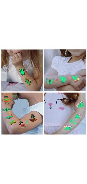 Tattoo Stickers Luminous Child Kid Temporary Fake Tattoos Glow Paste on Face Arm Leg for Children Body Art Mermaid Sticker