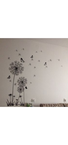 1 PCS Butterfly Flying in Dandelion Bedroom Living Room Decoration Stickers PVC Wall Stickers Home Decor Backdrop
