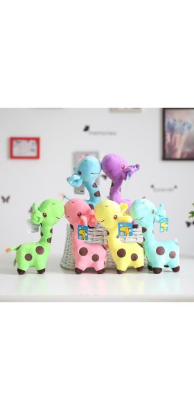 18cm/25cm Cute Giraffe Plush Toy Pendant Soft Deer Stuffed Cartoon Animals Doll Baby Kids Toys Christmas Birthday Colorful Gifts