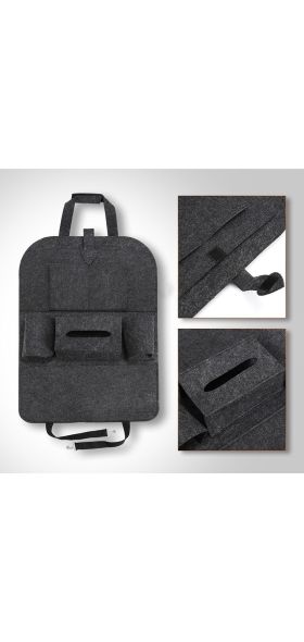 1pc Universal Car Back Seat Storage Bag Organizer Trunk Elastic Felt Storage Bag 6 Pockets Organizer Hanging Car Accessories