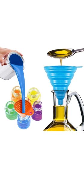 1pcs Mini Foldable Funnel Silicone Collapsible Funnel Folding Portable Funnels Be Hung Household Liquid Dispensing Kitchen Tools