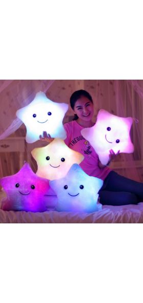 34CM Creative Toy Luminous Pillow Soft Stuffed Plush Glowing Colorful Stars Cushion Led Light Toys Gift For Kids Children Girls