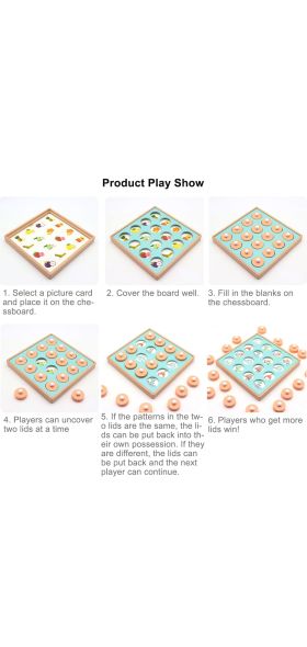 3D Puzzles Wooden Montessori Early Educational Toy Memory Match Chess Game Family Party Interaction Game Kids Brain Teaser