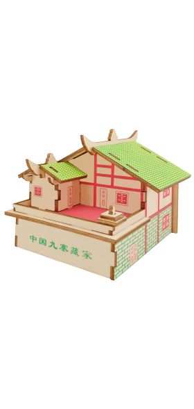3D Wooden Puzzle Toys Jigsaw Architecture House DIY Manual Assembly Kit Kids Learning Educational Wooden Toys for Children