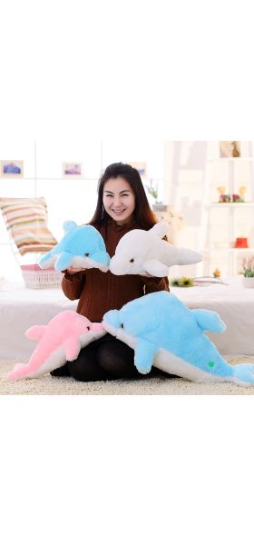 45cm/25cm Luminous Plush Dolphin Doll Glowing Pillow Cushion LED Light  Animal Toys Colorful  Kids Children's Gift WJ453