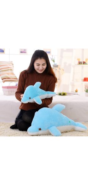 45cm/25cm Luminous Plush Dolphin Doll Glowing Pillow Cushion LED Light  Animal Toys Colorful  Kids Children's Gift WJ453