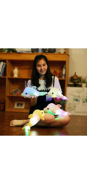 45cm/25cm Luminous Plush Dolphin Doll Glowing Pillow Cushion LED Light  Animal Toys Colorful  Kids Children's Gift WJ453