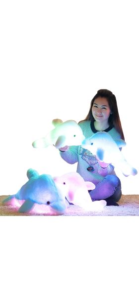 45cm/25cm Luminous Plush Dolphin Doll Glowing Pillow Cushion LED Light  Animal Toys Colorful  Kids Children's Gift WJ453