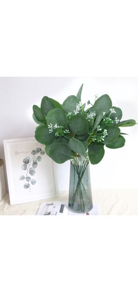 5pcs Artificial Plants Green Eucalyptus Leaves DIY Bridal Bouquet Fake Flowers For Home Garden Party Wedding Flower Decorations