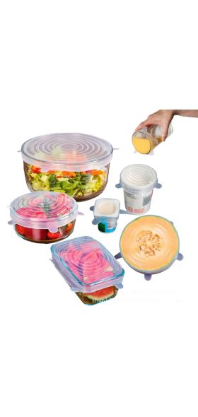 6 Pcs/Set Food Silicone Cover Universal Silicone Lids For Cookware Bowl Pot Lid Reusable Stretch Lids Wrap Kitchen Accessories 
     6 Pcs/Set Food Silicone Cover Universal Silicone Lids For Cookware Bowl Pot Lid Reusable Stretch Lids Wrap Kitchen Accessories