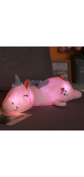 60CM Cute Glowing LED Night Light Unicorn Animal Plush Toys Lovely Luminous Pillow Stuffed Doll For Children Kids Brithday Gifts