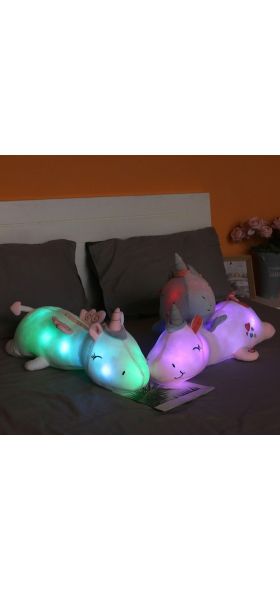 60CM Cute Glowing LED Night Light Unicorn Animal Plush Toys Lovely Luminous Pillow Stuffed Doll For Children Kids Brithday Gifts