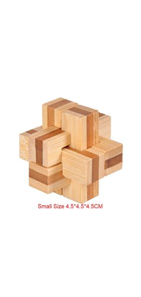 9PCS/SET Design IQ Brain Teaser Kong Ming Lock 3D Wooden Interlocking Burr Puzzles Game Toy Bamboo Small Size For Adults Kids