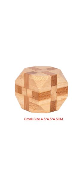9PCS/SET Design IQ Brain Teaser Kong Ming Lock 3D Wooden Interlocking Burr Puzzles Game Toy Bamboo Small Size For Adults Kids