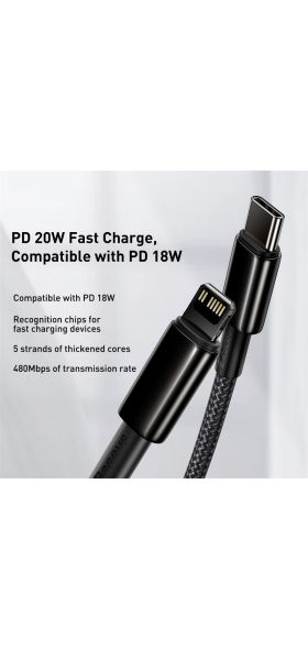 Baseus 20W USB C Cable for iPhone 11 8 XR PD Fast Charge for iPhone 12 SE USB Type C Cable Fast Charging for Macbook Cable