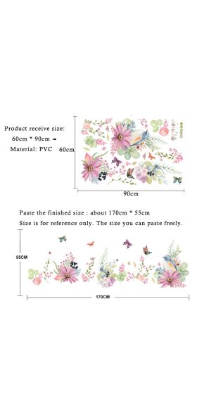 Beautiful Flowers birds butterfly wall sticker Warm bedroom decor Decals wallpaper home decoration stickers