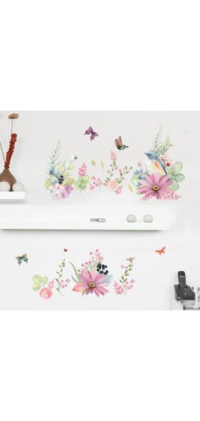 Beautiful Flowers birds butterfly wall sticker Warm bedroom decor Decals wallpaper home decoration stickers
