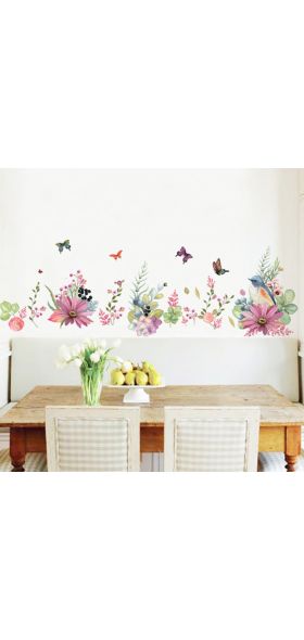 Beautiful Flowers birds butterfly wall sticker Warm bedroom decor Decals wallpaper home decoration stickers