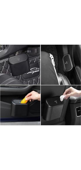 Car Trash Can Interior Organizer Storage Box Car Garbage Bag Press Sealed Trash Can Auto Storage Bin Accessories