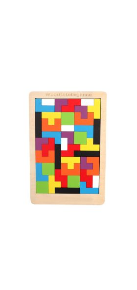 Colorful 3D Puzzle Wooden Tangram Math Toys Tetris Game Children Pre-school Magination Intellectual Educational Toy for Kids