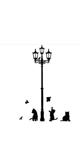Creative DIY Popular Ancient Lamp Cats and Birds Wall Sticker cartoon Wall Mural Home Decor Room Kids Decals Wallpaper