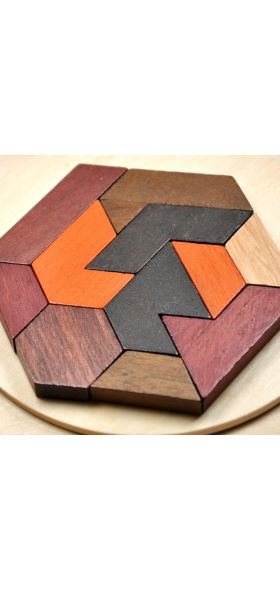 Hexagonal Wooden Puzzles IQ Game Educational Toys For Children Kids Adults Tangram Board IQ Brain Teaser Montessori Toys Gifts
