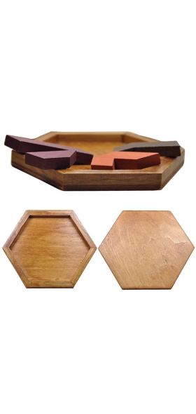 Hexagonal Wooden Puzzles IQ Game Educational Toys For Children Kids Adults Tangram Board IQ Brain Teaser Montessori Toys Gifts