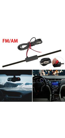 Hot Sale Universal Car Antenna Booster Car Electronic FM/AM Radio Antenna Windshield Mount 12V Black