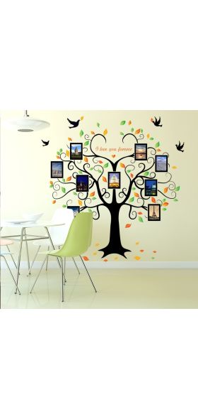Large 160*204cm Family Tree Heart-shaped Photo Frame Wall Sticker Love You Forever Bird Decals Mural Art Home Decor Removable