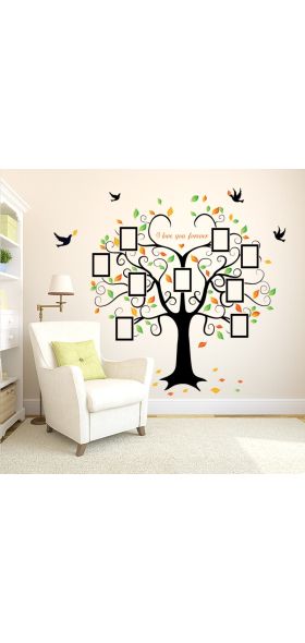 Large 160*204cm Family Tree Heart-shaped Photo Frame Wall Sticker Love You Forever Bird Decals Mural Art Home Decor Removable