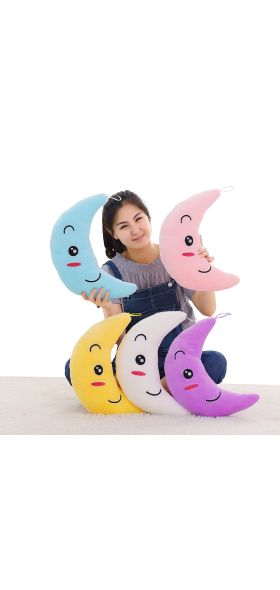 Moon Pillow Plush Toys Cute Luminous Toy Led Light Glow In Dark Doll for Children Kids YYT219