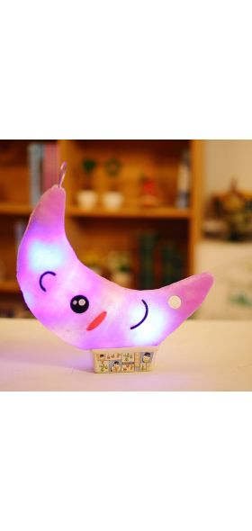 Moon Pillow Plush Toys Cute Luminous Toy Led Light Glow In Dark Doll for Children Kids YYT219