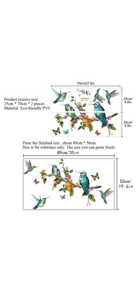 Multicolor Butterflies and birds flying Wall Sticker Living room bedroom decorations wallpaper Mural Removable stickers