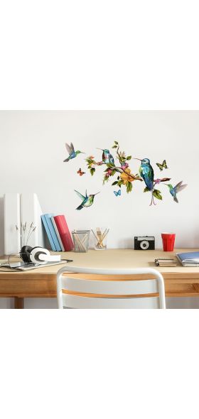 Multicolor Butterflies and birds flying Wall Sticker Living room bedroom decorations wallpaper Mural Removable stickers