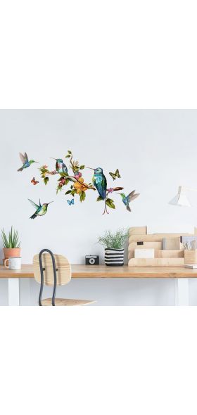 Multicolor Butterflies and birds flying Wall Sticker Living room bedroom decorations wallpaper Mural Removable stickers