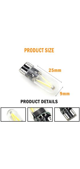 Newest W5W led T10 cob glass car light Led filament auto automobiles reading dome bulb lamp DRL car styling 12v